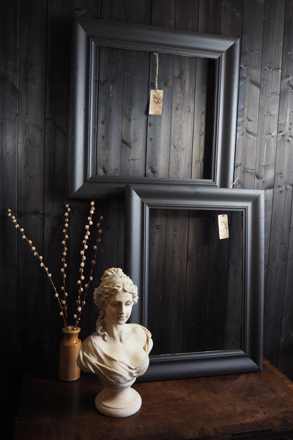 Large Vintage Black Distressed Upcycled Solid Wood Frame- The York