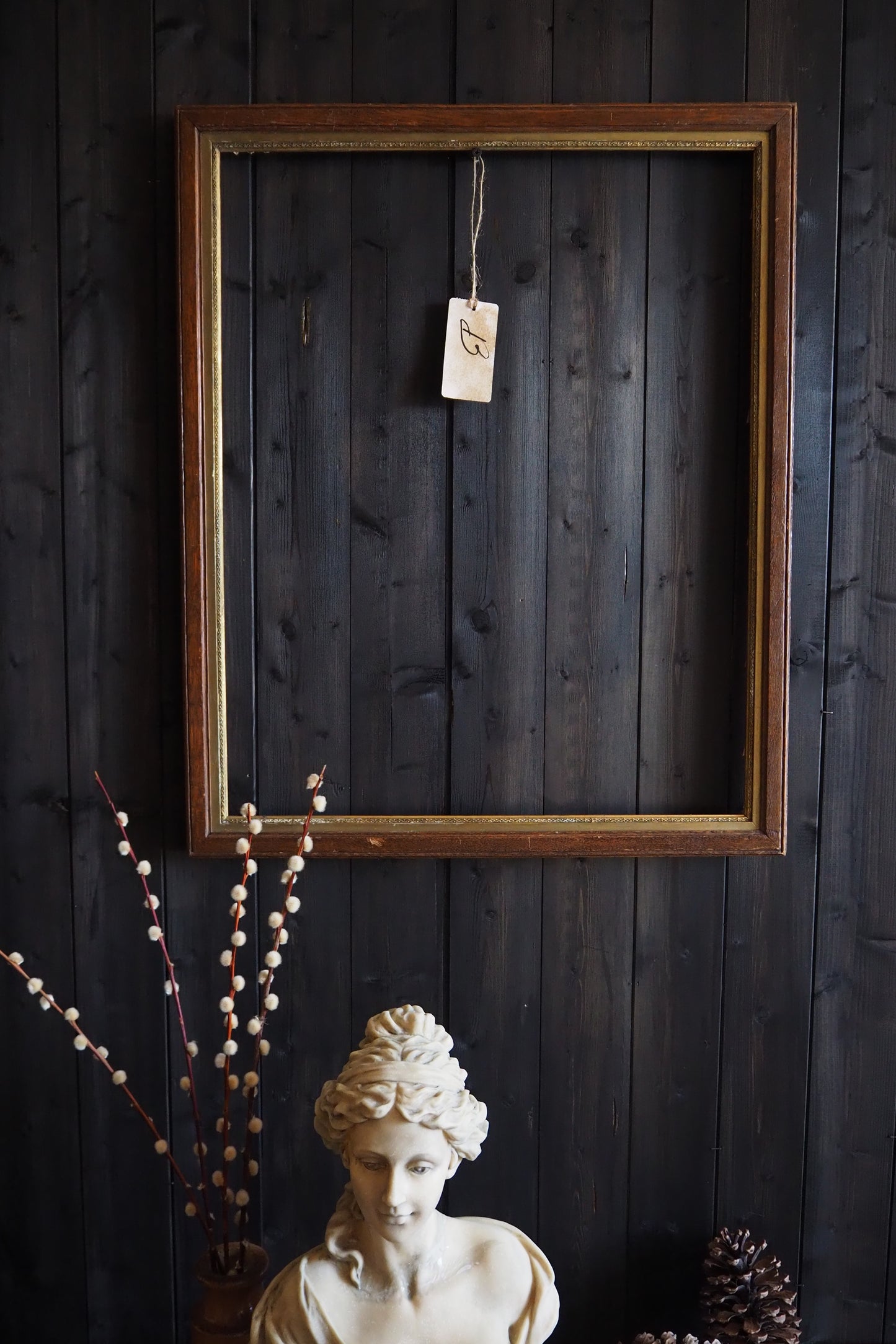 The Caspira-  Oak with Gold Trim Large Frame Rustic Frame