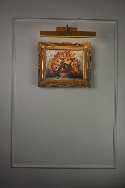Mid-Century Heavy Brushwork Floral Oil Painting in Ornate Frame