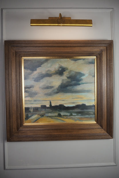 Beyond the City Under Storm Skies -Original Nichol Wheatley Landscape Oil Painting