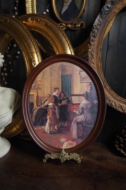 Vintage 1950s Print in Mahogany Wooden Frame