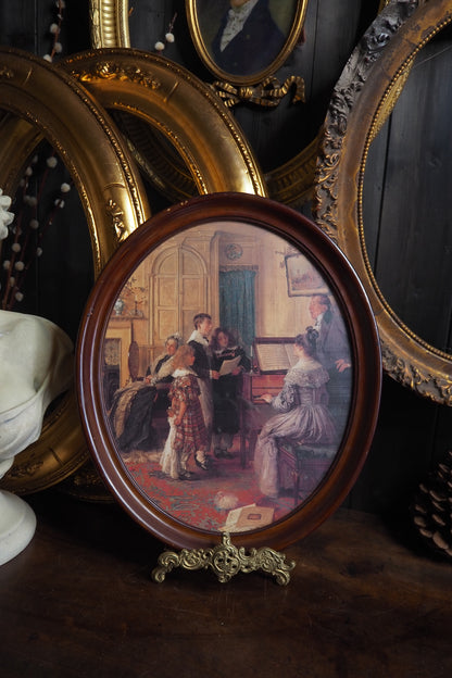 Vintage 1950s Print in Mahogany Wooden Frame