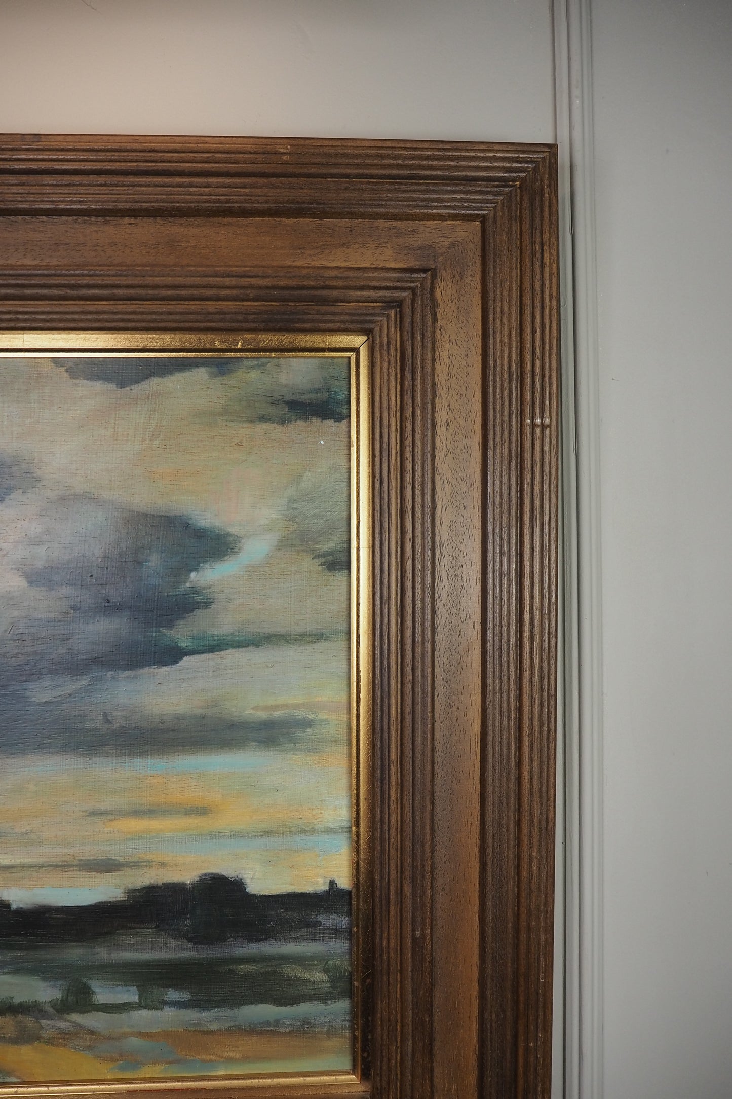 Beyond the City Under Storm Skies -Original Nichol Wheatley Landscape Oil Painting