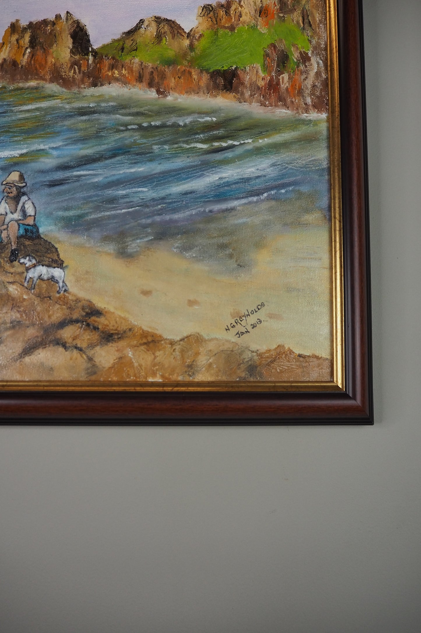 Waves Beneath the Cliffs- Original Oil Painting by N.G. Reynolds
