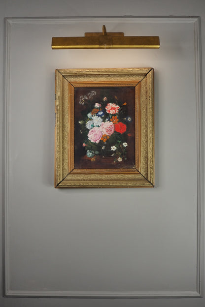 Heavy Antique Frame with Floral Oil Painting SIgned by M.Hodges 1923