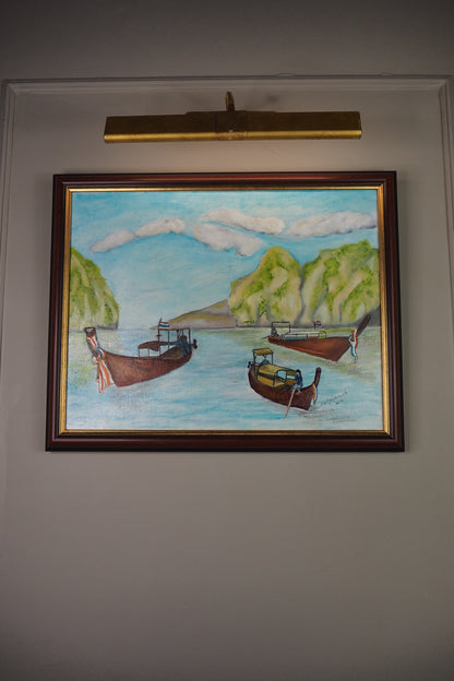 Sailboats of Phuket Bay - Original Oil Painting by N.G. Reynolds