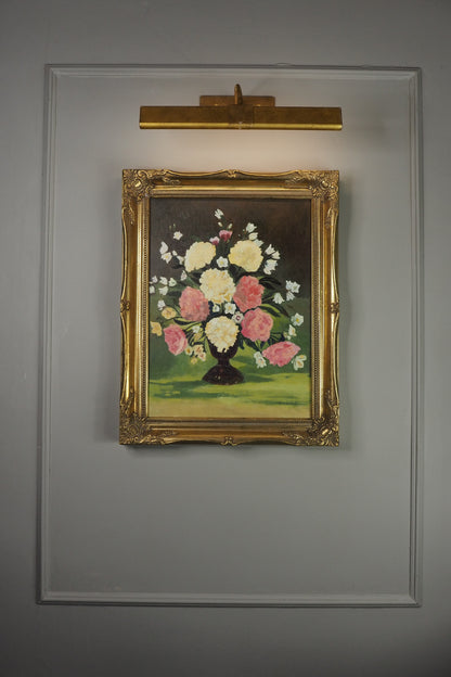 Vintage Signed Floral Oil Painting, Sorelle Gold Gilt Frame ( 39 x 49 cm)