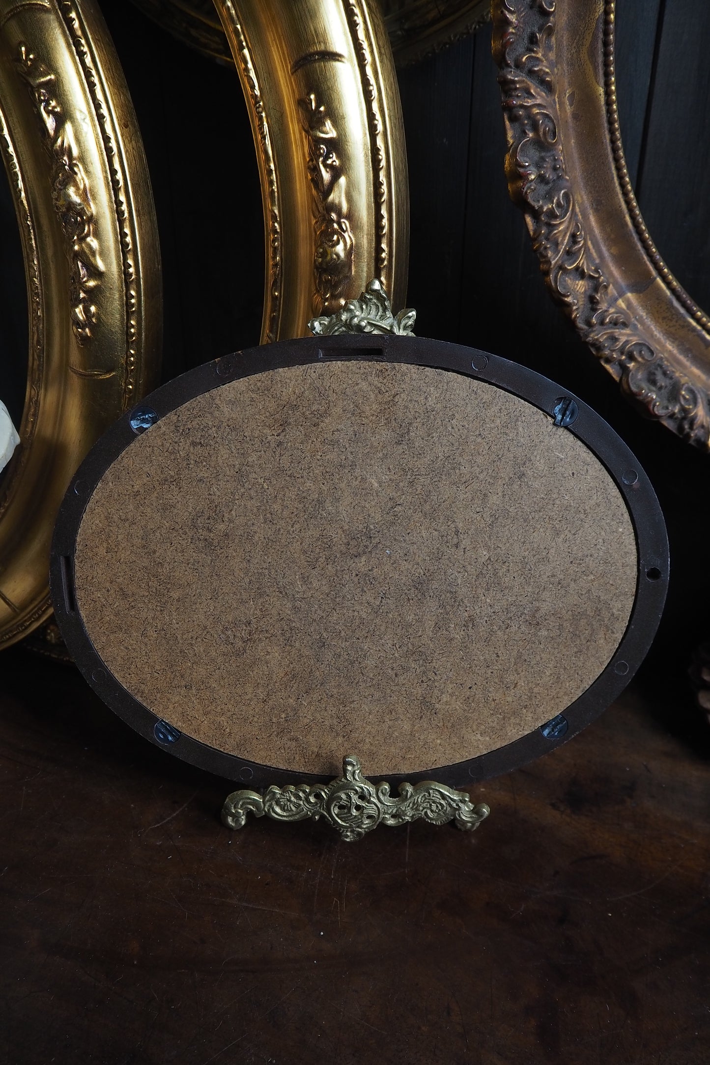 Victorian Drawing in Brown Resin Oval Frame