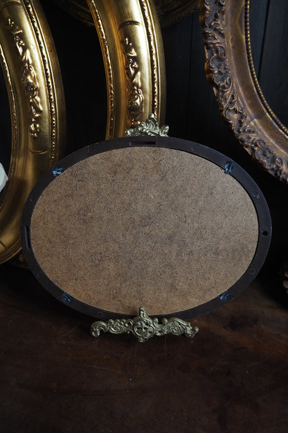 Victorian Drawing in Brown Resin Oval Frame