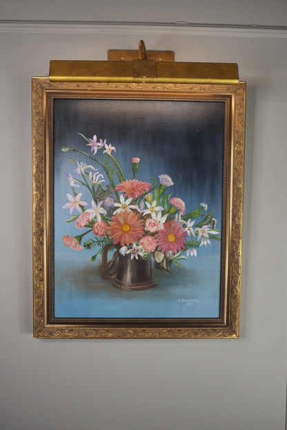Vintage Floral Oil Painting, S. Billington, Gold Gilt Frame (53 x 42 cm)