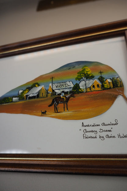Australian Oil Painting on Gumtree Leaf by Corrie Hulst