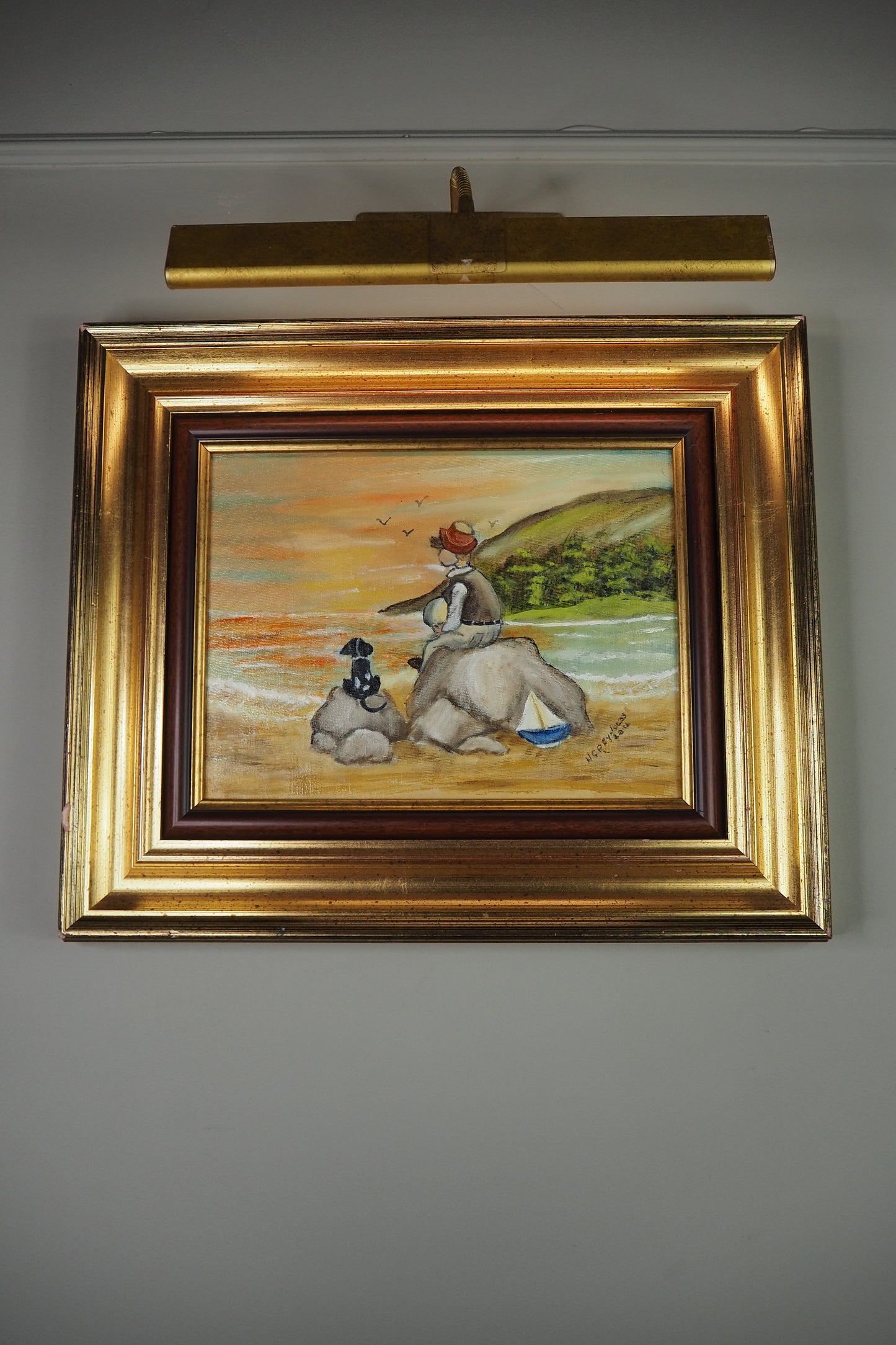 Seaside Bond - Original Oil painting by N.G. Reynolds in Double Frame