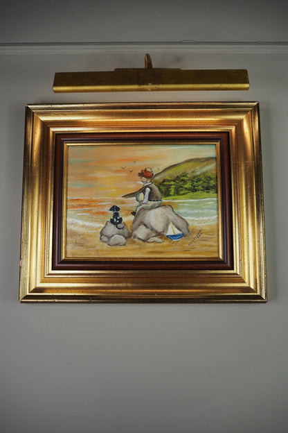 Seaside Bond - Original Oil painting by N.G. Reynolds in Double Frame
