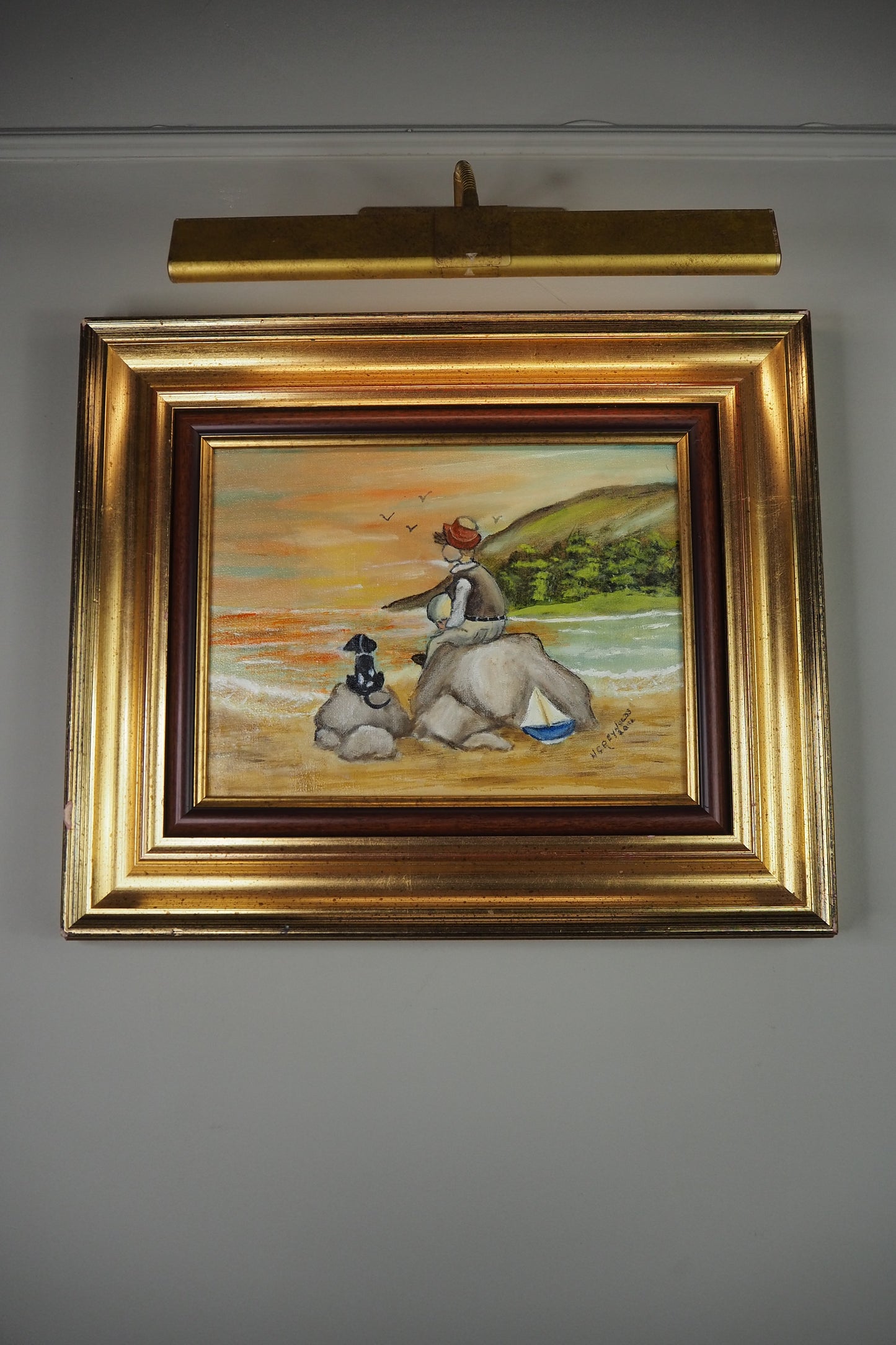 Seaside Bond - Original Oil painting by N.G. Reynolds in Double Frame