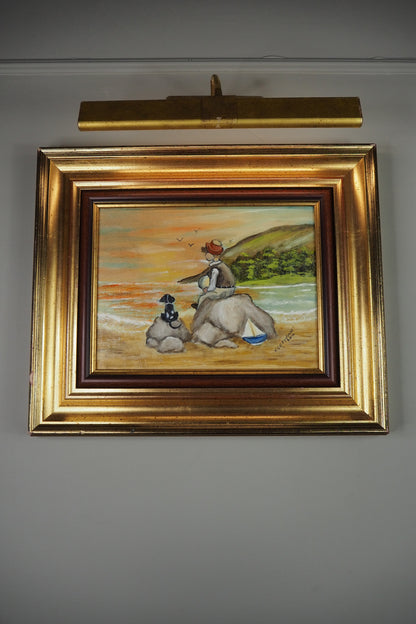 Seaside Bond - Original Oil painting by N.G. Reynolds in Double Frame