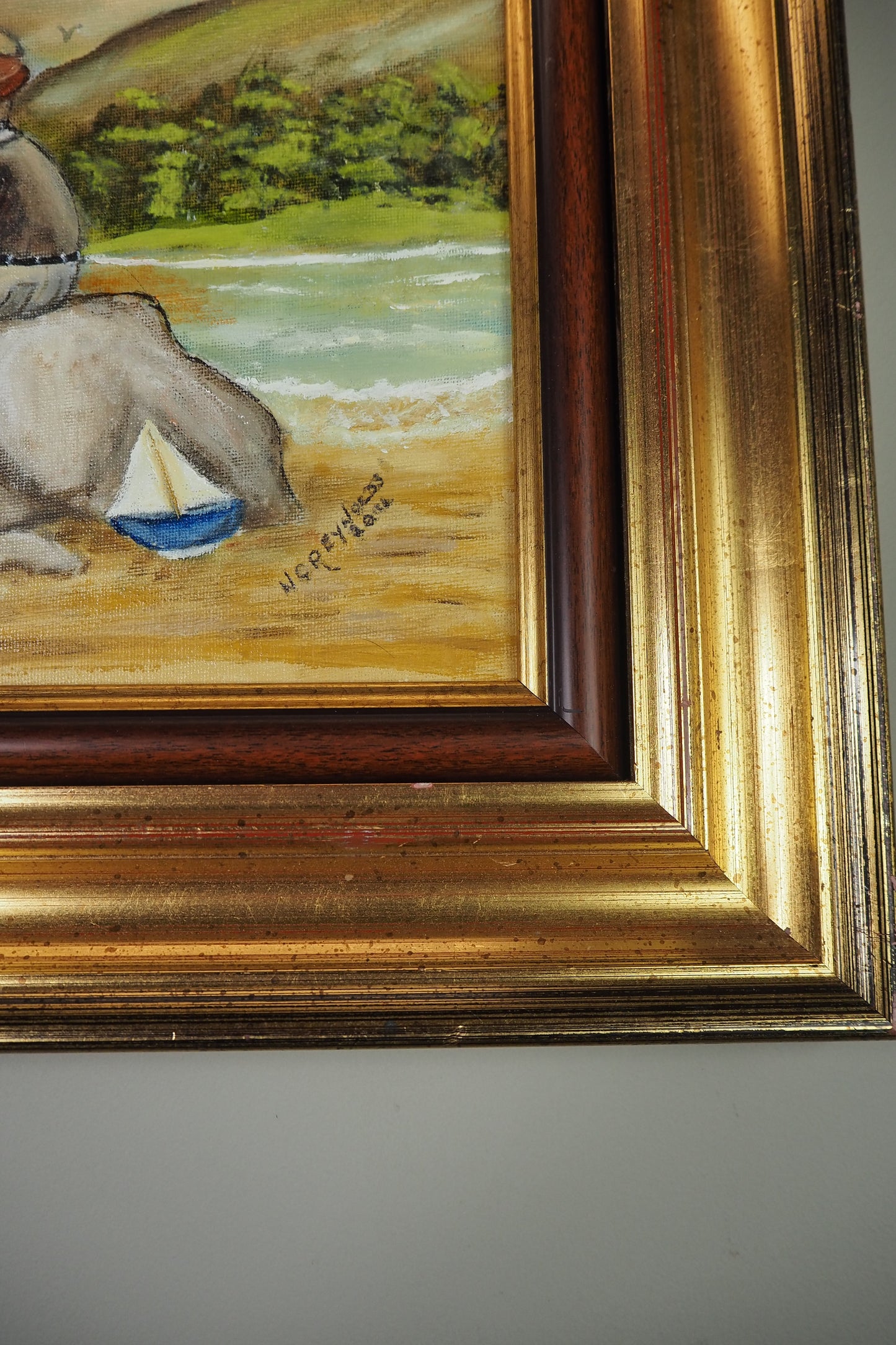 Seaside Bond - Original Oil painting by N.G. Reynolds in Double Frame