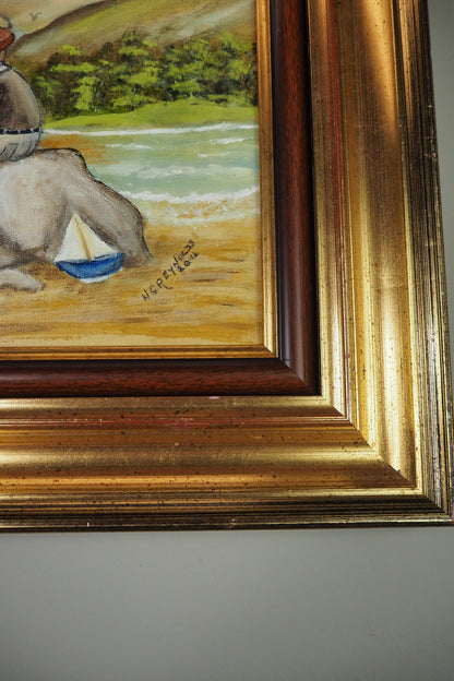Seaside Bond - Original Oil painting by N.G. Reynolds in Double Frame