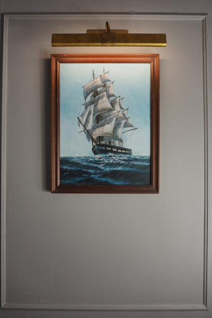 Vintage Maritime Oil Painting Frigate Ship –Peter 20th Century Oil