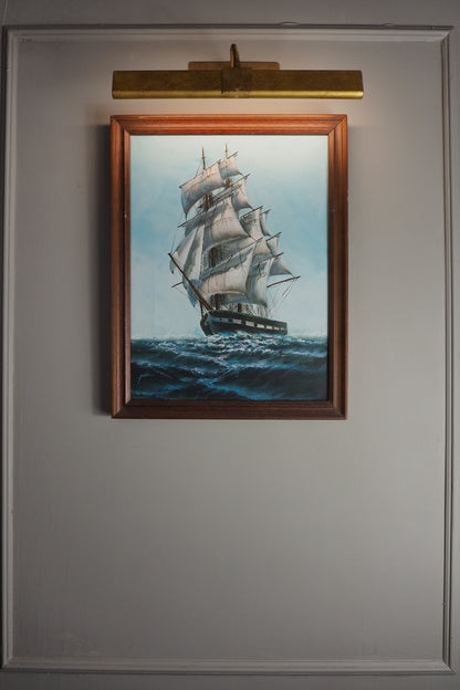 Vintage Maritime Oil Painting Frigate Ship –Peter 20th Century Oil