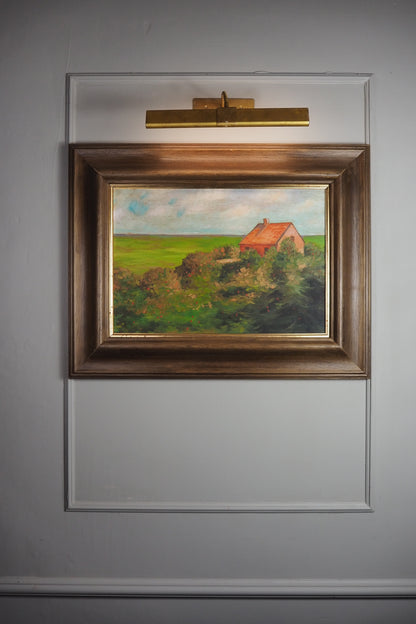 Original Rural Oil Painting – "The Red Roof Farmstead" by Nichol Wheatley