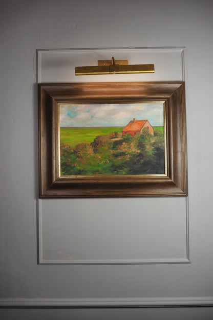 Original Rural Oil Painting – "The Red Roof Farmstead" by Nichol Wheatley