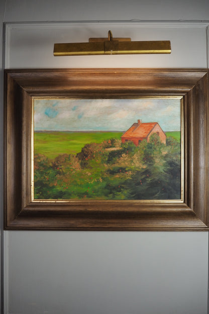 Original Rural Oil Painting – "The Red Roof Farmstead" by Nichol Wheatley