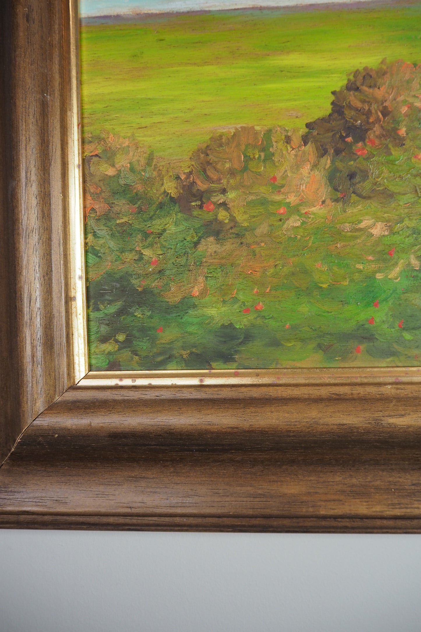 Original Rural Oil Painting – "The Red Roof Farmstead" by Nichol Wheatley