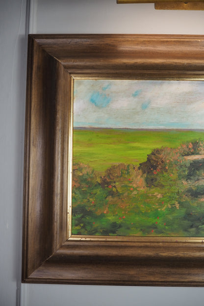 Original Rural Oil Painting – "The Red Roof Farmstead" by Nichol Wheatley
