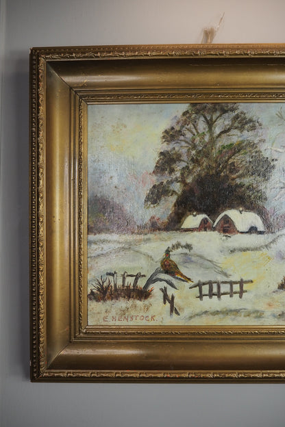 Frosted Landscape- Vintage Oil Painting by E. Henstock