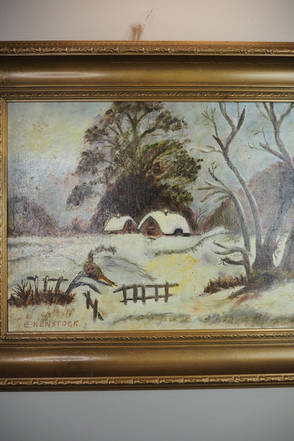 Frosted Landscape- Vintage Oil Painting by E. Henstock