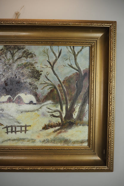 Frosted Landscape- Vintage Oil Painting by E. Henstock