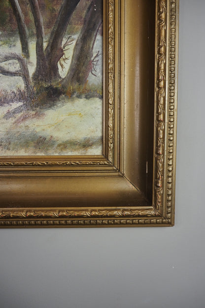 Frosted Landscape- Vintage Oil Painting by E. Henstock
