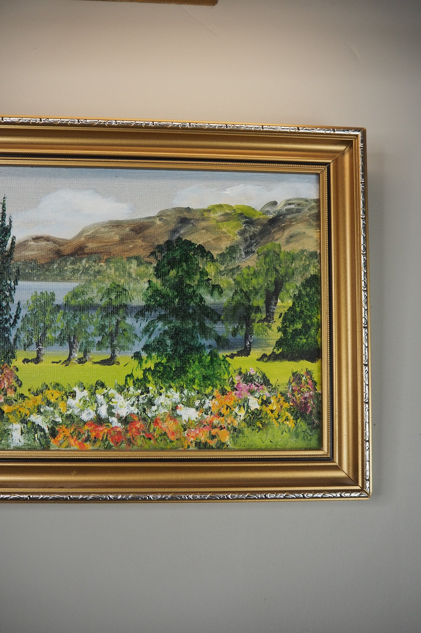 Vintage Oil Painting by Mary Edmondson 1981 - Coniston from Brantwood, Lake District
