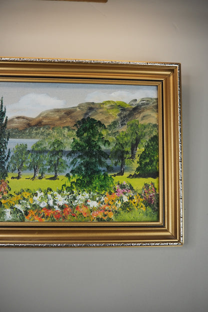 Vintage Oil Painting by Mary Edmondson 1981 - Coniston from Brantwood, Lake District