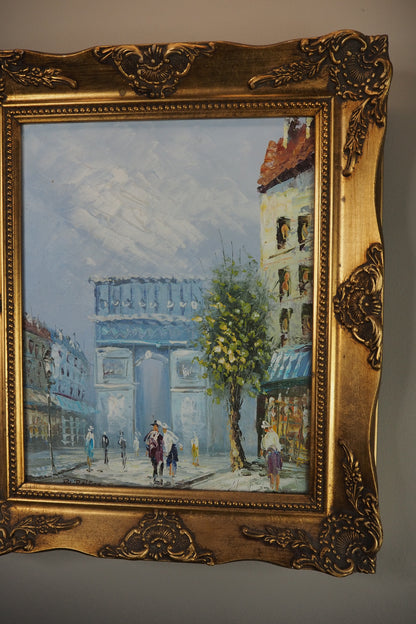 Paris Street Scene Impressionist  Oil Painting-Homage to Caroline Burnett