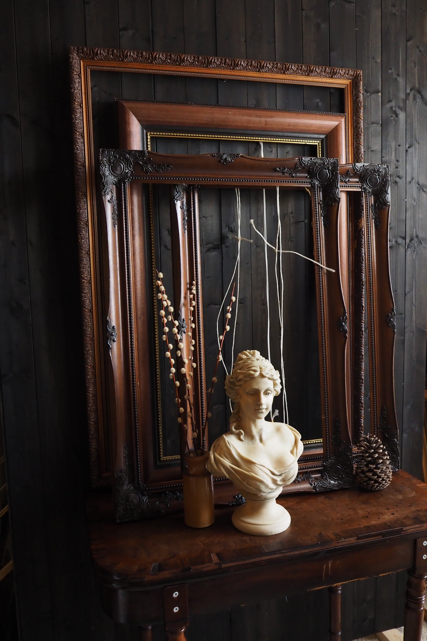 The Lustravia – Extra Large Vintage Floral Carved Wooden Frame