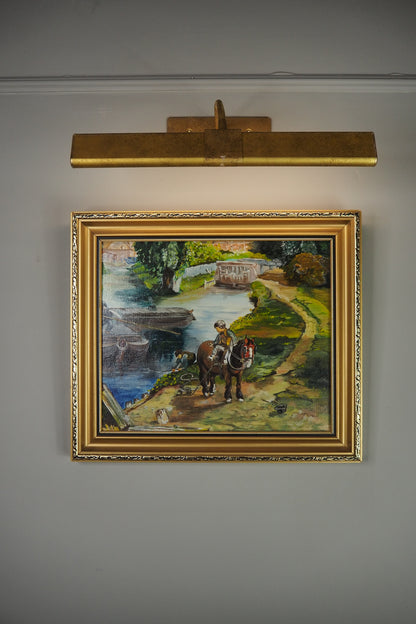 River Ride – Vintage Oil Painting in Ornate Gold Gilt Frame