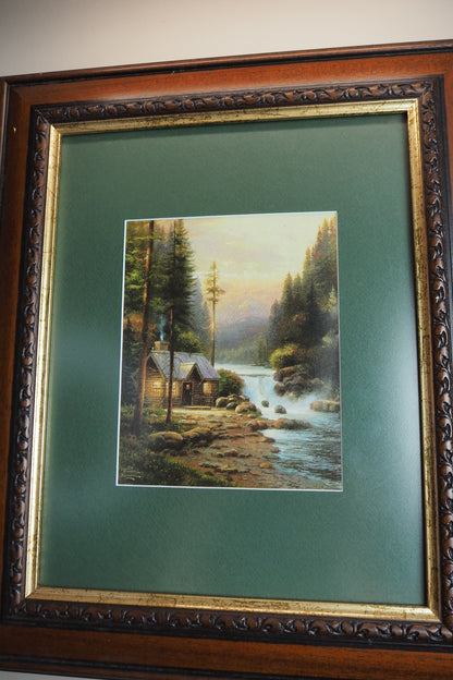 Thomas Kinkade –  Evening in the forest '95 Framed Print