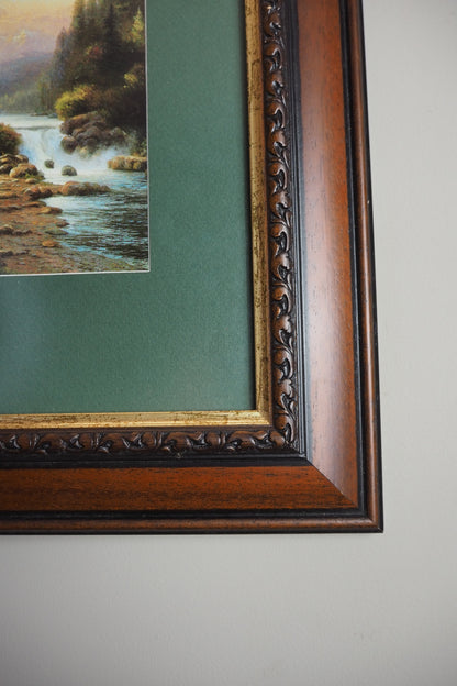 Thomas Kinkade –  Evening in the forest '95 Framed Print