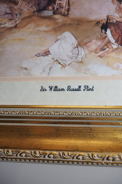 Sir William Russell Flint Print: Vintage Fine Art Reproduction in Ornate Gilt Frame