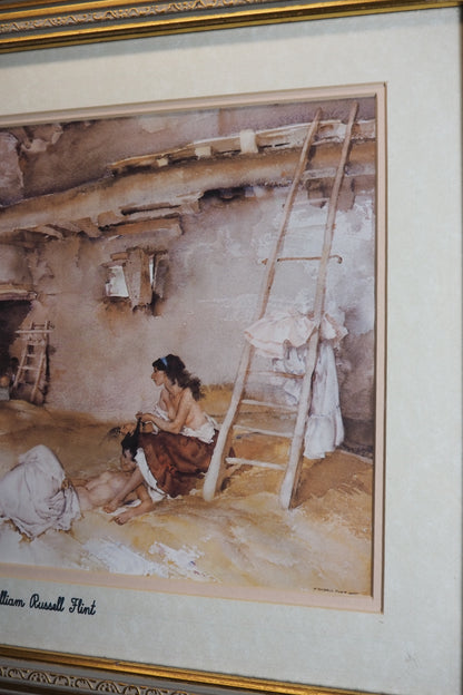 Sir William Russell Flint Print: Vintage Fine Art Reproduction in Ornate Gilt Frame