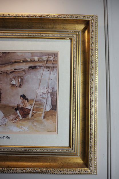 Sir William Russell Flint Print: Vintage Fine Art Reproduction in Ornate Gilt Frame