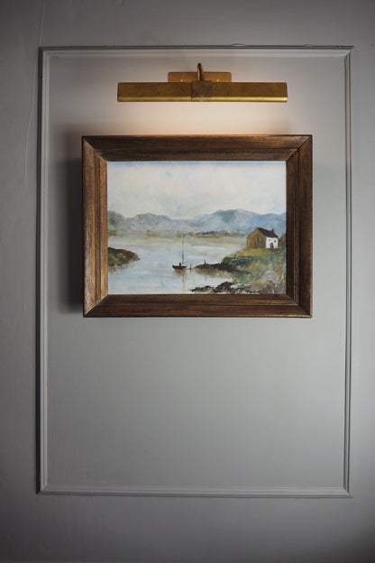Vintage Rustic Oil Painting by E. Henstock in a Wooden Oak Picture Frame