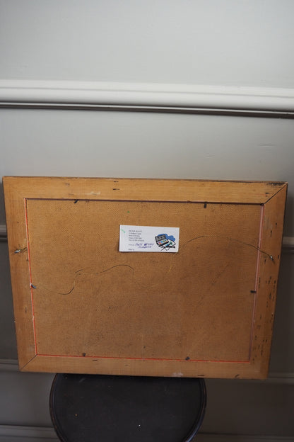 Vintage Landscape Oil Painting by H. W. Johnson (1988) – Gilt Thick Frame