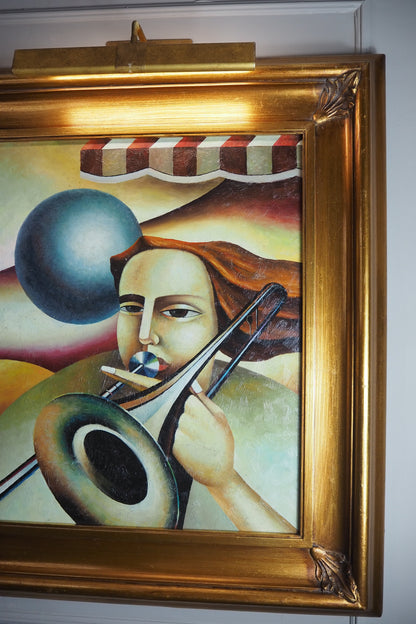 Art Deco Style Oil Painting - Homage to Fabio Hurtado's El Circo