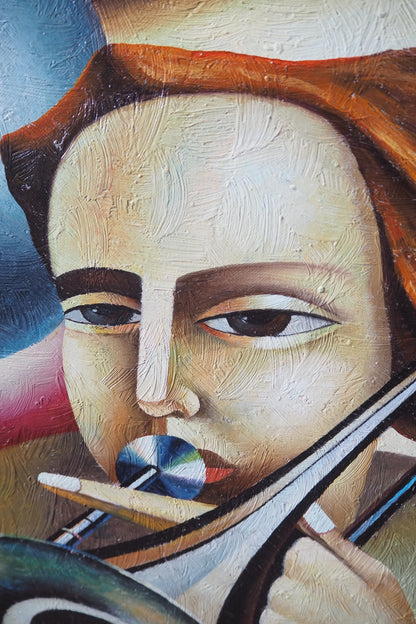 Art Deco Style Oil Painting - Homage to Fabio Hurtado's El Circo