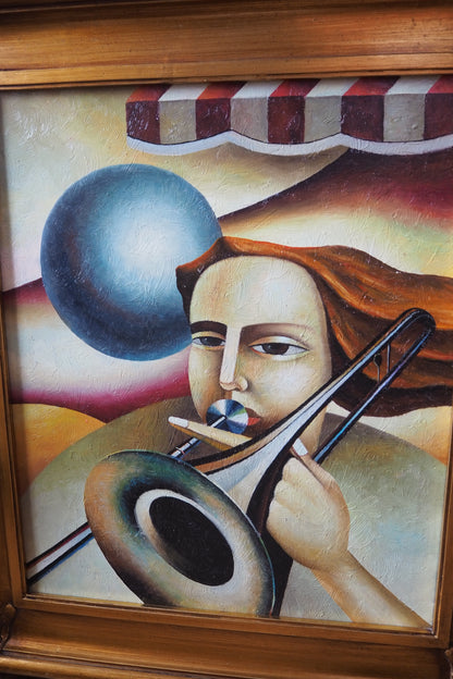 Art Deco Style Oil Painting - Homage to Fabio Hurtado's El Circo