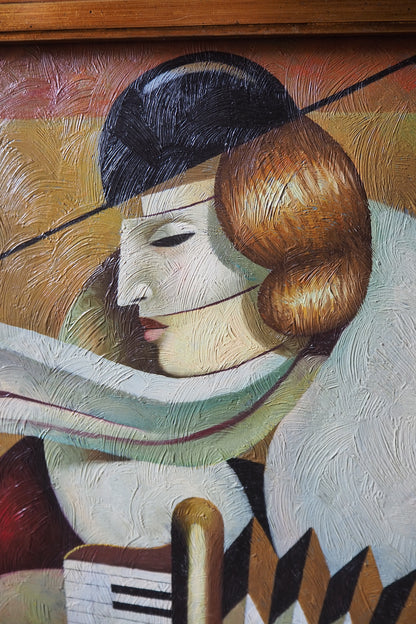Art Deco Style Oil Painting - Homage to Fabio Hurtado's Blue tango" Oblivion