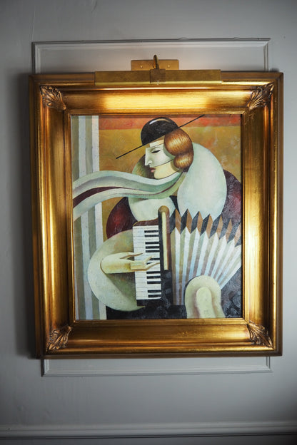 Art Deco Style Oil Painting - Homage to Fabio Hurtado's Blue tango" Oblivion
