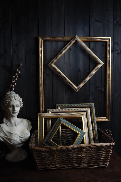 The Accent - Ridged Edge Vintage Frame Collection– Blue & Gold, Pink 60s–70s Style